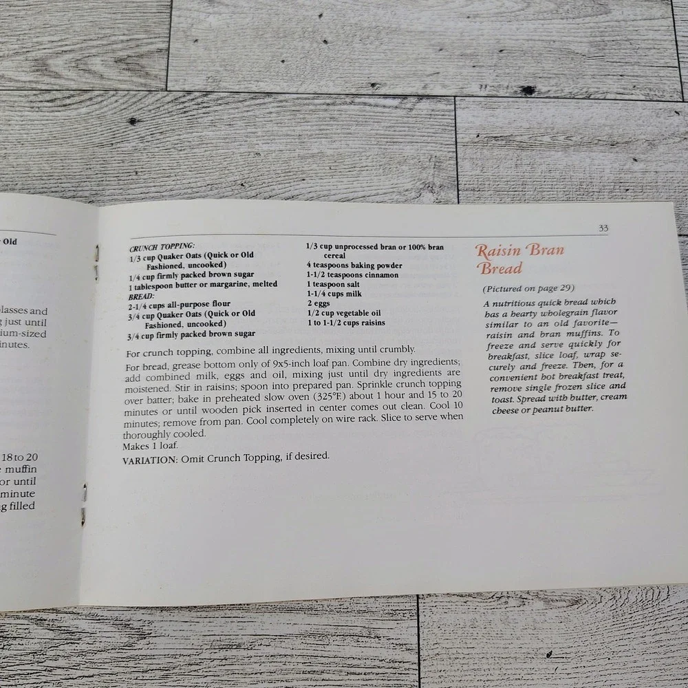 Quaker Oats WholeGrain Cookbook Booklet 1979 5th Printing in USA‎